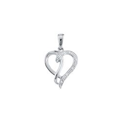 0.03 CTW Natural Diamond-accented Heart Love Anniversary Pendant 10K White Gold