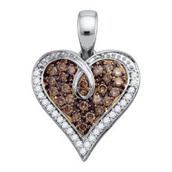 0.51 CTW Cognac-brown Colored Diamond Heart Love Pendant 10K White Gold
