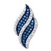 Image 1 : 0.1 CTW Blue Colored Diamond Cluster Pendant 10K White Gold