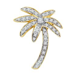 0.25 CTW Natural Diamond Palm Tree Beach Nautical-theme Pendant 14K Yellow Gold