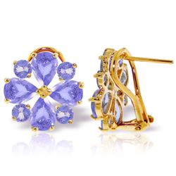 Genuine 4.85 ctw Tanzanite Earrings Jewelry 14KT Yellow Gold - REF-98T3A