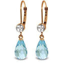 Genuine 4.53 ctw Blue Topaz & Diamond Earrings Jewelry 14KT Rose Gold - REF-29F3Z