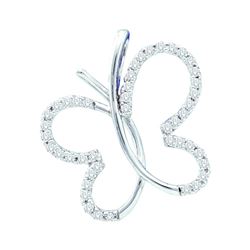 0.25 CTW Pave-set Natural Diamond Butterfly Bug Pendant 14K White Gold