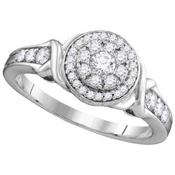 0.49 CTW Natural Diamond Halo Bridal Engagement Ring 10K White Gold