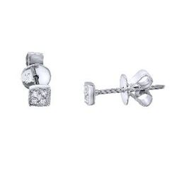 14K White Gold 0.03CTW Ladies Diamond Earring - REF-15A4N
