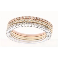 14K Tri Color Gold 0.71CTW Diamond Band Ring - REF-80W9H