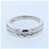 Image 1 : Round Flush-Set Gents Diamond Ring in 14K White Gold - REF-42A3N