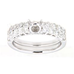 14K White Gold 1.21CTW Diamond Wedding Ring Set - REF-144F7M