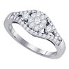 Image 1 : 0.6 CTW Natural Diamond Flower Cluster Ring 10K White Gold