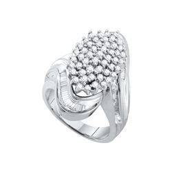 1.03 CTW Natural Diamond Wide Cluster Ring 10K White Gold
