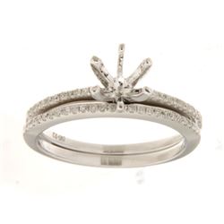 14K White Gold 0.22CTW Diamond Wedding Ring Set - REF-52W5H