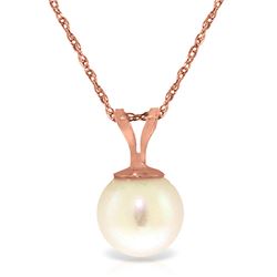 Genuine 2 ctw Pearl Necklace Jewelry 14KT Rose Gold - REF-11P8H