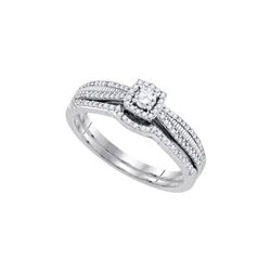 0.33 CTW Natural Diamond Pave-set Bridal Engagement Ring 10K White Gold
