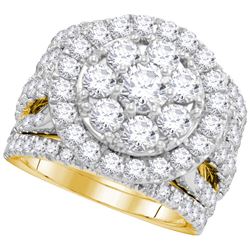 4.01 CTW Natural Diamond Certified Halo Bridal Engagement Ring 14K Yellow Gold