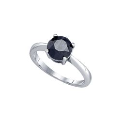 2.05 CTW Black Colored Diamond Solitaire Bridal Engagement Ring 10K White Gold