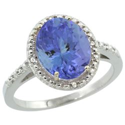 Natural 2.41 ctw Tanzanite & Diamond Engagement Ring 10K White Gold - REF-71M6H