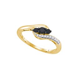 0.27 CTW Black Colored Diamond 3-stone Ring 10K Yellow Gold