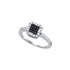 Image 1 : 0.35 CTW Black Colored Diamond Halo Square-shape Cluster Ring 10K White Gold