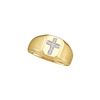 Image 1 : 0.05 CTW Mens Natural Diamond Christian Cross Brushed Ring 10K Yellow Gold