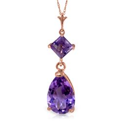 Genuine 2 ctw Amethyst Necklace Jewelry 14KT Rose Gold - REF-24V3W