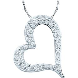 0.33 CTW Pave-set Natural Diamond Heart Love Valentines Pendant 14K White Gold