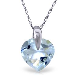 Genuine 1.15 ctw Aquamarine Necklace Jewelry 14KT White Gold - REF-16A6K