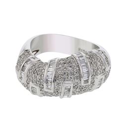 14K WhiteGold 1.73CTW Baguette Fashion Ring - REF-213A6N