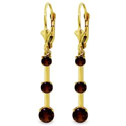 Genuine 2.5 ctw Garnet Earrings Jewelry 14KT Yellow Gold - REF-39H3X