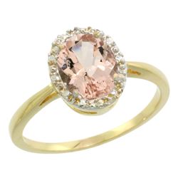 Natural 1.22 ctw Morganite & Diamond Engagement Ring 10K Yellow Gold - REF-24H7W