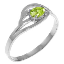 Genuine 0.30 CTW Peridot Ring Jewelry 14KT White Gold - REF-30F5Z