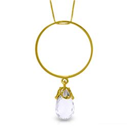 Genuine 3 ctw White Topaz Necklace Jewelry 14KT Yellow Gold - REF-24F4Z