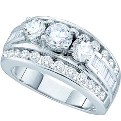 1 CTW Natural Diamond 3-stone Bridal Engagement Ring 14K White Gold