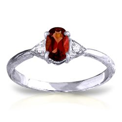 Genuine 0.46 ctw Garnet & Diamond Ring Jewelry 14KT White Gold - REF-22R5P