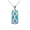 Image 1 : 14K Gold 0.66 CTW Turquoise & Diamond Necklace - REF-73H3W