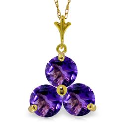 Genuine 0.75 ctw Amethyst Necklace Jewelry 14KT Yellow Gold - REF-16R9P