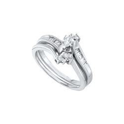 0.25 CTW Natural Marquise Diamond Bridal Engagement Ring 10K White Gold