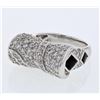 Image 1 : Vintage Style Pave-set w/ Black Agate Diamond Ring in 14K White Gold - REF-321A6N