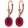 Image 1 : Genuine 7 ctw Ruby Earrings Jewelry 14KT Rose Gold - REF-64F6Z