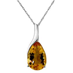 Genuine 5 ctw Citrine Necklace Jewelry 14KT White Gold - REF-31P9H