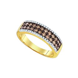 0.8 CTW Cognac-brown Colored Diamond 2-row Band 14K Yellow Gold
