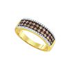 Image 1 : 0.8 CTW Cognac-brown Colored Diamond 2-row Band 14K Yellow Gold