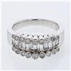 Image 1 : Channel-set Center Diamond Ring w/ Bezel-set accents in 14K White Gold - REF-194K7R