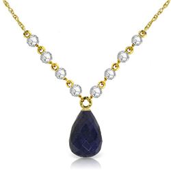 Genuine 15.6 ctw Sapphire & Diamond Necklace Jewelry 14KT Yellow Gold - REF-139K8V