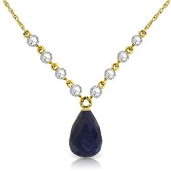 Genuine 15.6 ctw Sapphire & Diamond Necklace Jewelry 14KT Yellow Gold - REF-139K8V