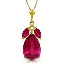 Genuine 5.5 ctw Ruby Necklace Jewelry 14KT Yellow Gold - REF-54Y6F