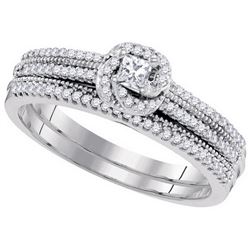 0.33 CTW Natural Princess Diamond Bridal Engagement Ring 10K White Gold