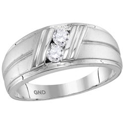 0.33 CTW Mens Natural Diamond 2-Stone Anniversary Band 10K White Gold