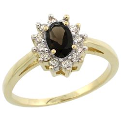 Natural 0.67 ctw Smoky-topaz & Diamond Engagement Ring 14K Yellow Gold - REF-48R6Z