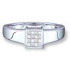 Image 1 : 0.16 CTW Mens Princess Natural Diamond Square Cluster Ring 14K White Gold