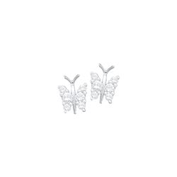 0.3 CTW Diamond Cluster Butterfly Bug Wings Screwback Stud Fine Earrings 14K White Gold